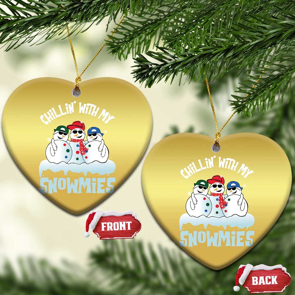 Funny Christmas Snowman Christmas Ornament Chillin' With My Snowmies Squad TS11