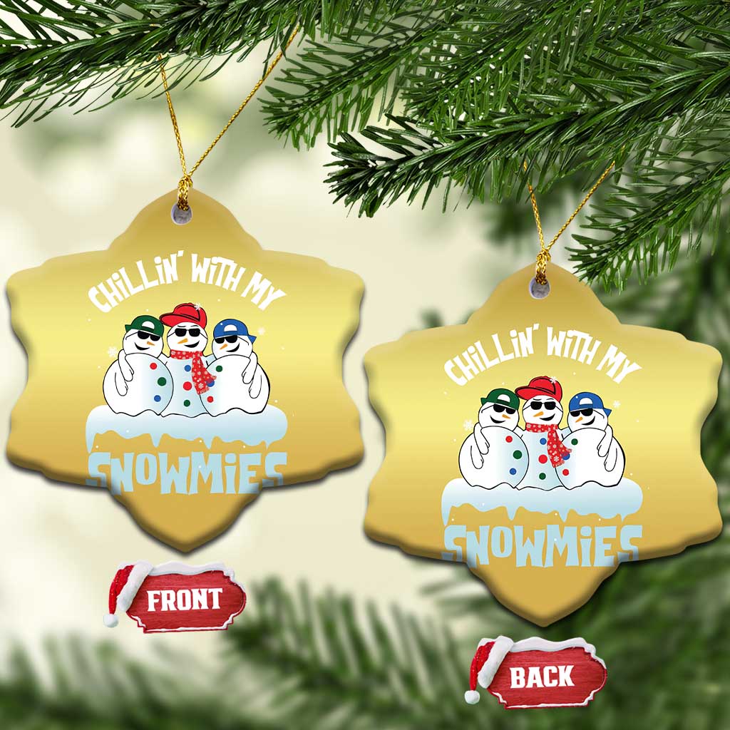 Funny Christmas Snowman Christmas Ornament Chillin' With My Snowmies Squad TS11