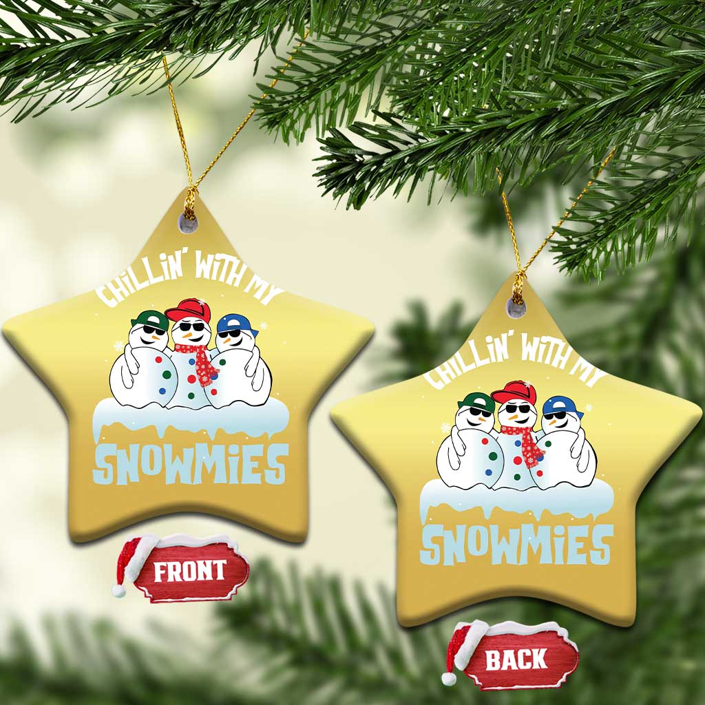 Funny Christmas Snowman Christmas Ornament Chillin' With My Snowmies Squad TS11