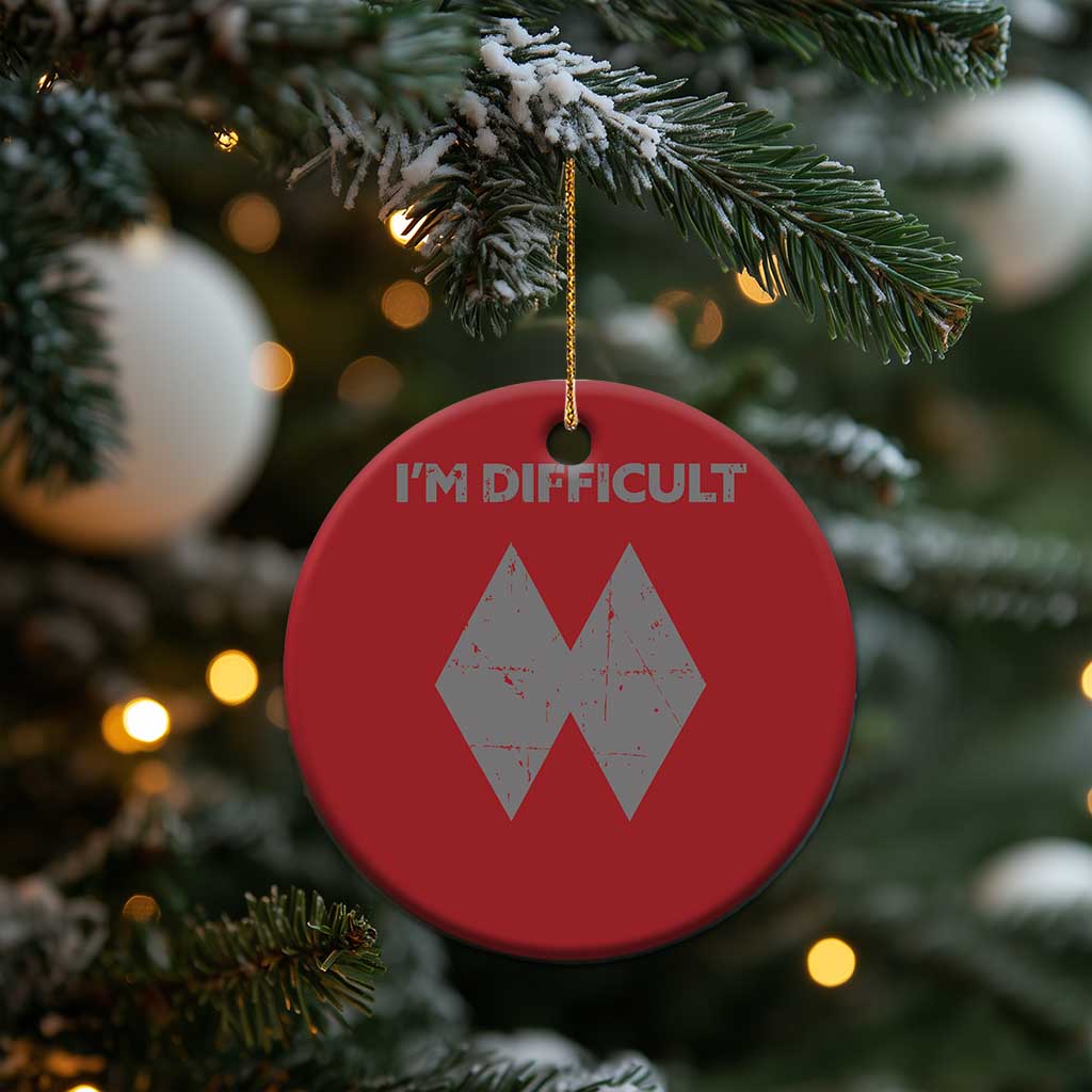 Funny Ski Snowboard Christmas Ornament I'm Difficult Double Black Diamonds TS11