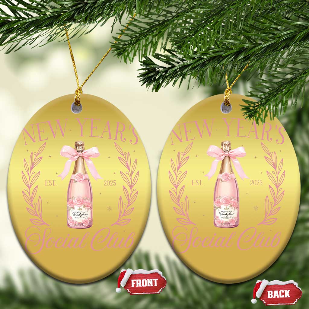 New Year's Social Club 2025 Christmas Ornament Coquette Champagne Bottles TS11