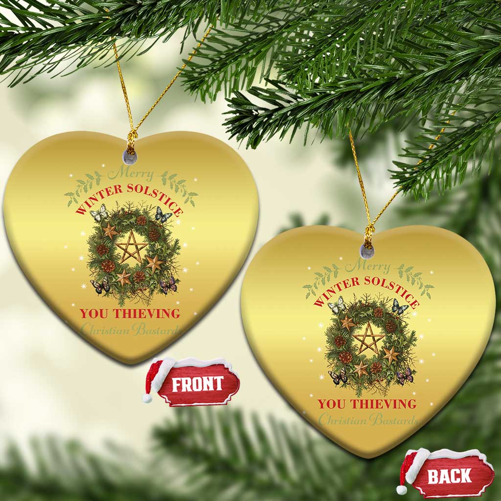 Merry Winter Solstice You Thieving Christian Bastards Christmas Ornament Yule Pentagram TS11