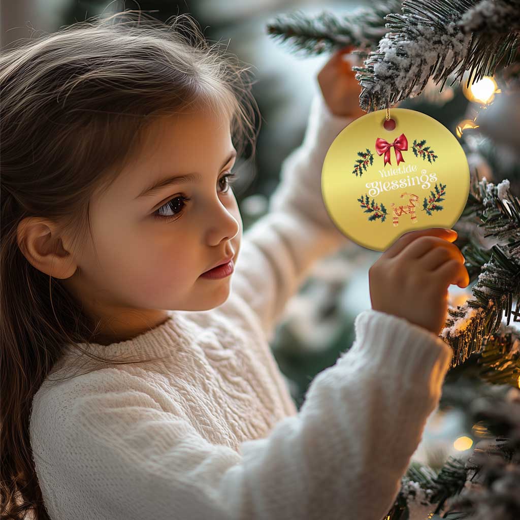 Yuletide Blessings Christmas Ornament Yule Goat Winter Solstice Christmas Wreath TS11