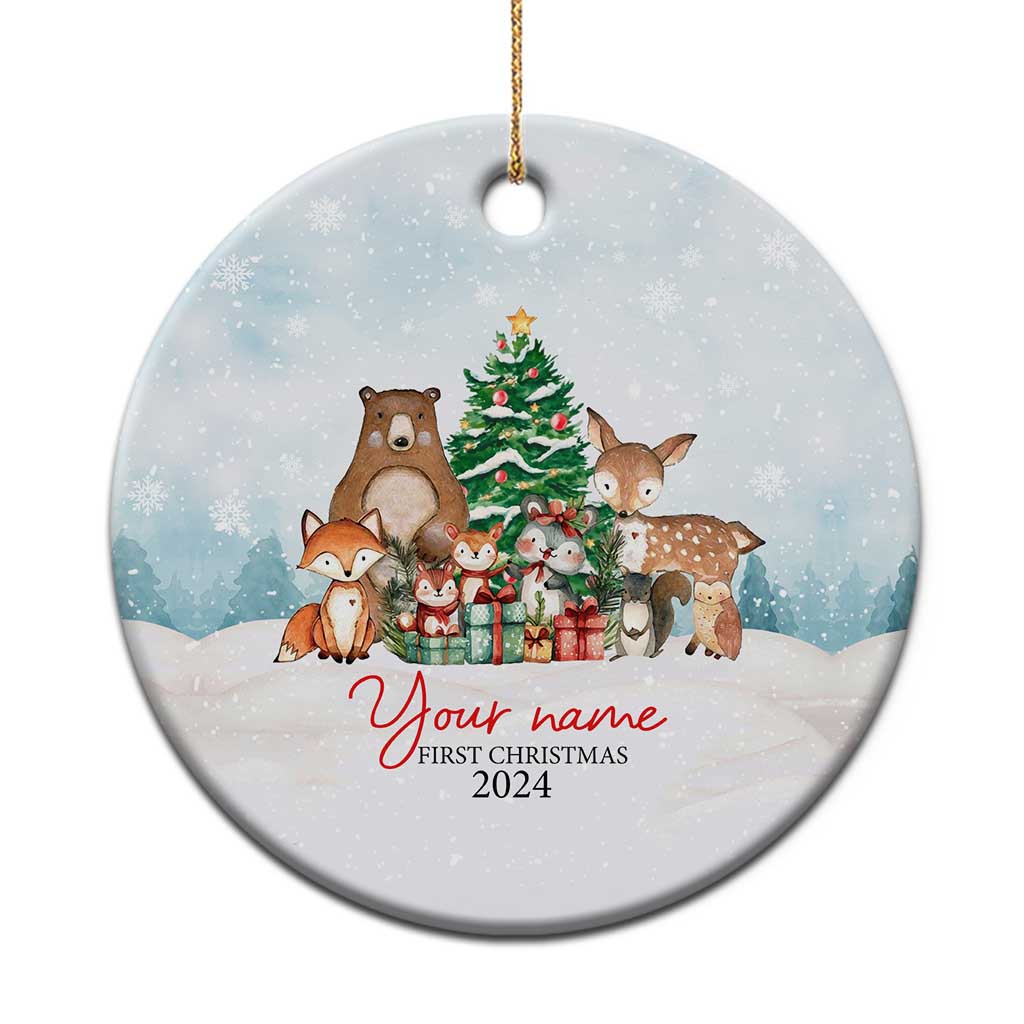 Personalized First Xmas 2024 Christmas Ornament Custom Name Cute Animals Winter TS11