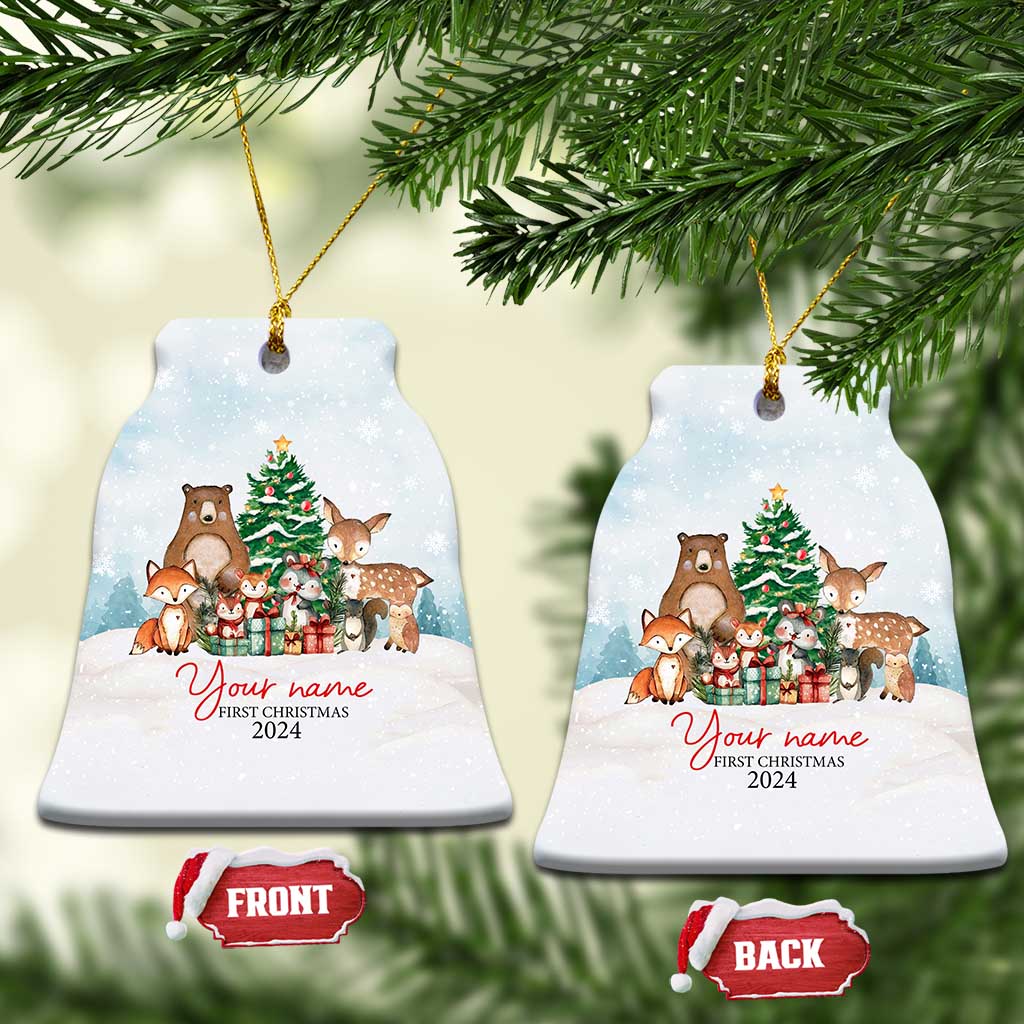Personalized First Xmas 2024 Christmas Ornament Custom Name Cute Animals Winter TS11