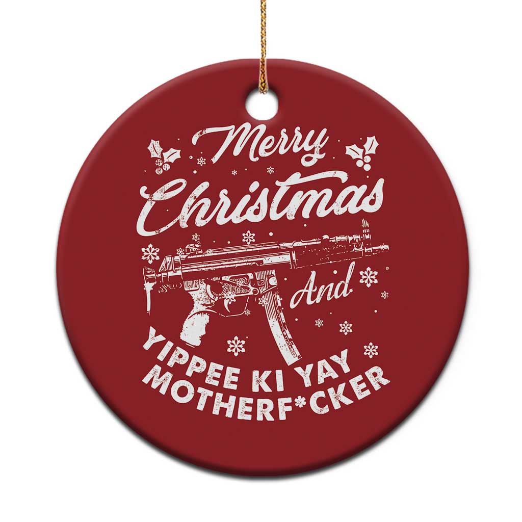 Funny Nakatomi Plaza Christmas Ornament Merry Xmas And Yippee Ki Yay Snowflake Gun TS11