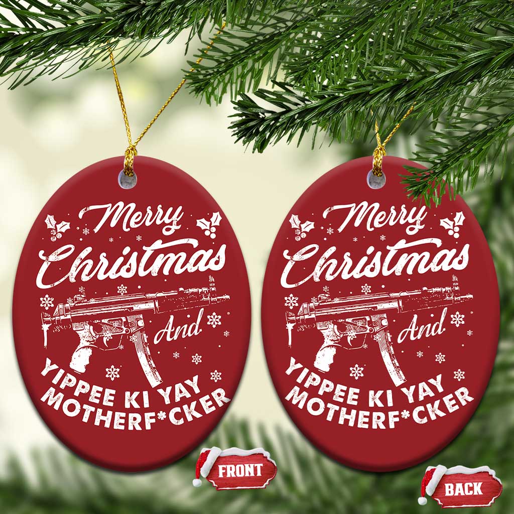 Funny Nakatomi Plaza Christmas Ornament Merry Xmas And Yippee Ki Yay Snowflake Gun TS11