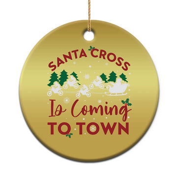 Funny Xmas Dirt Bike Christmas Ornament Santa Cross Is Coming To Town Motorcross TS11
