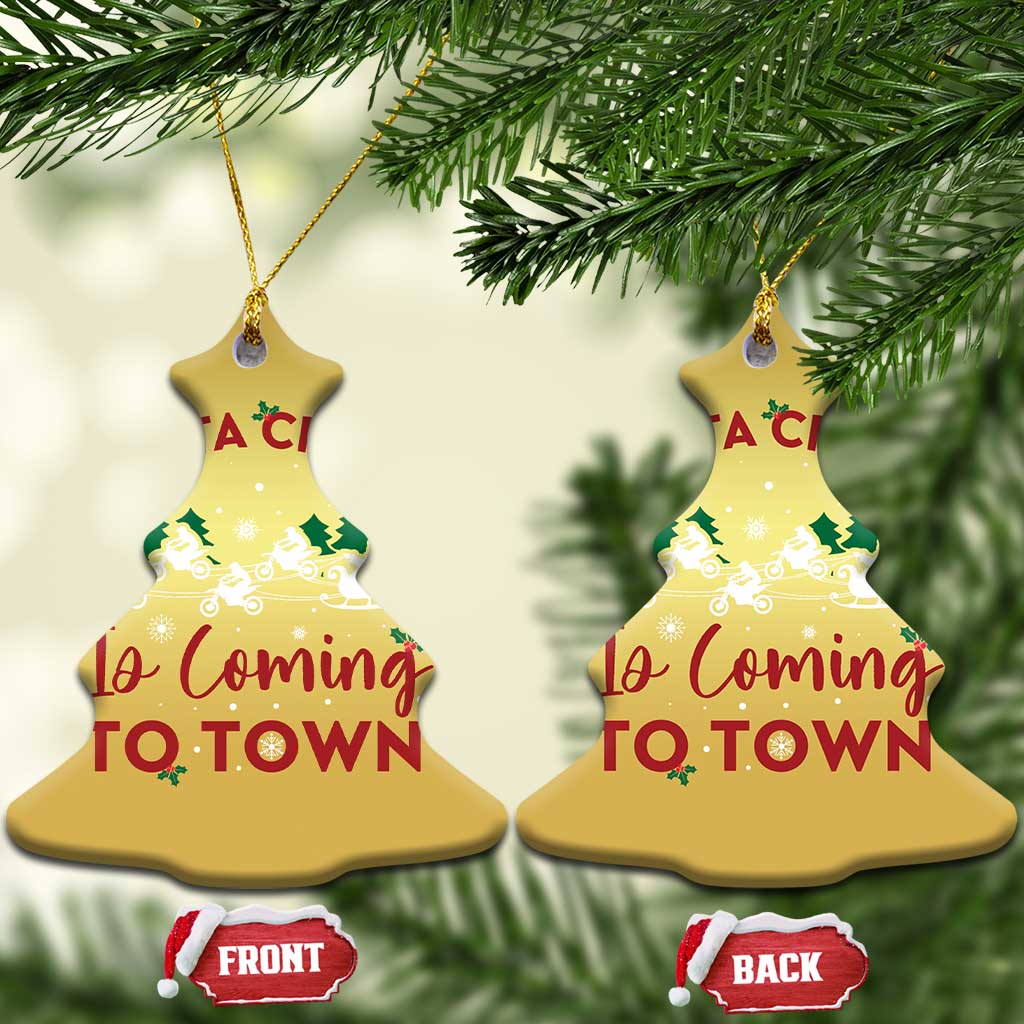 Funny Xmas Dirt Bike Christmas Ornament Santa Cross Is Coming To Town Motorcross TS11