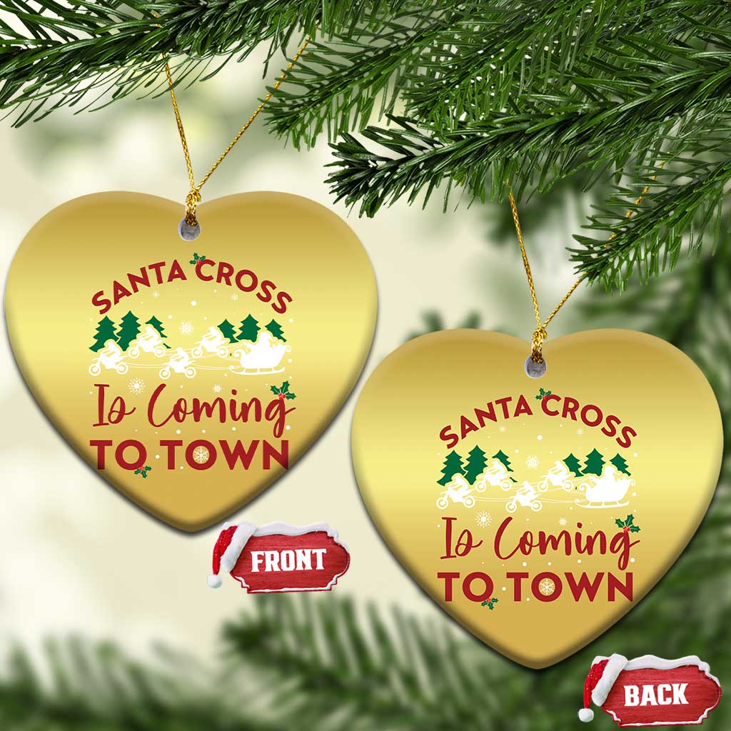 Funny Xmas Dirt Bike Christmas Ornament Santa Cross Is Coming To Town Motorcross TS11
