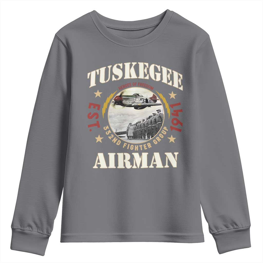 Tuskegee Airman Youth Sweatshirt Heroes Of Freedom 332ND Fighter Group Est 1941 TS11