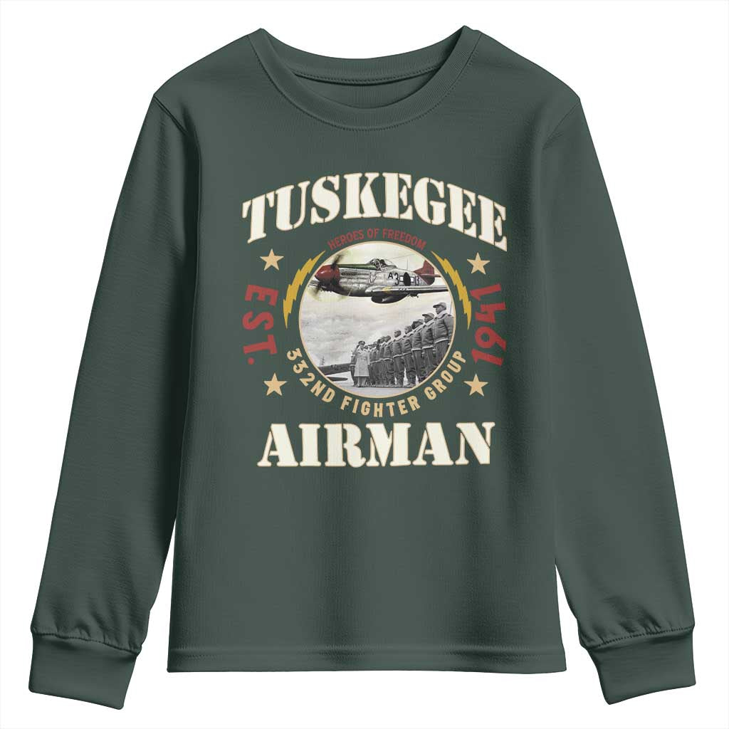 Tuskegee Airman Youth Sweatshirt Heroes Of Freedom 332ND Fighter Group Est 1941 TS11