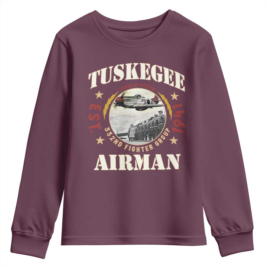 Tuskegee Airman Youth Sweatshirt Heroes Of Freedom 332ND Fighter Group Est 1941 TS11