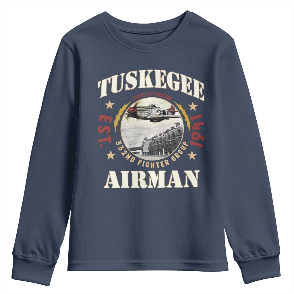 Tuskegee Airman Youth Sweatshirt Heroes Of Freedom 332ND Fighter Group Est 1941 TS11