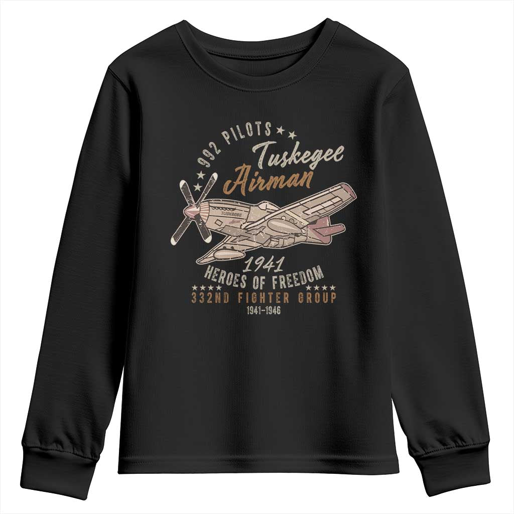 Tuskegee Airman Youth Sweatshirt Heroes Of Freedom 332ND Fighter Group Est 1941 Vintage Fighter TS11