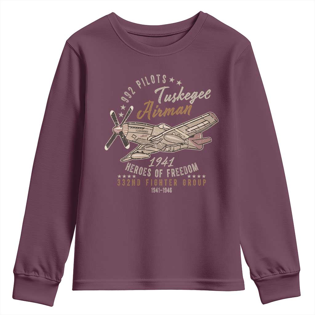 Tuskegee Airman Youth Sweatshirt Heroes Of Freedom 332ND Fighter Group Est 1941 Vintage Fighter TS11