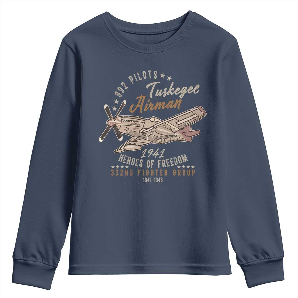 Tuskegee Airman Youth Sweatshirt Heroes Of Freedom 332ND Fighter Group Est 1941 Vintage Fighter TS11