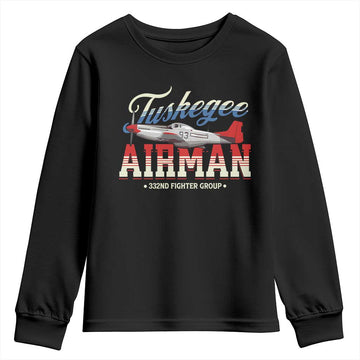 Tuskegee Airman Youth Sweatshirt 332ND Fighter Group Airplane Black History Month TS11