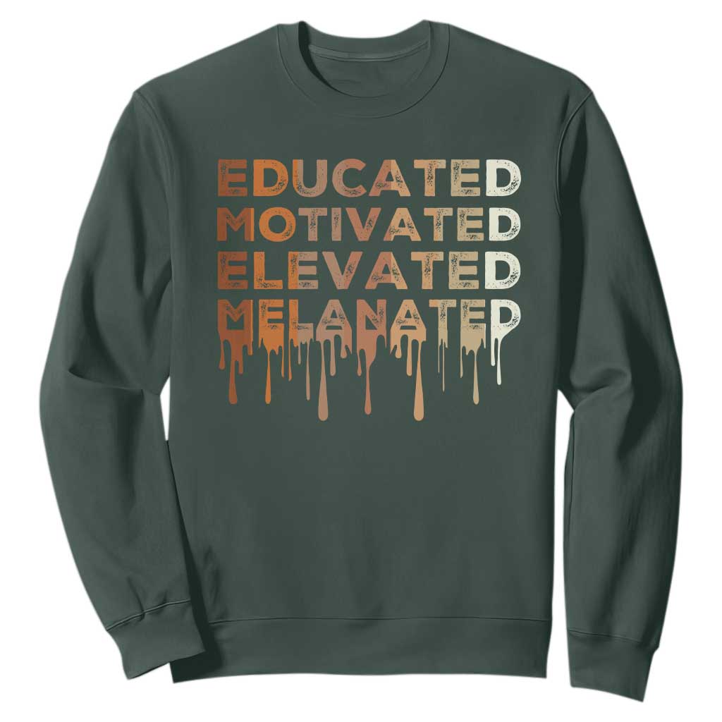 Educated Motivated Elevated Melanated Sweatshirt Black Pride Melanin African American Month TS11