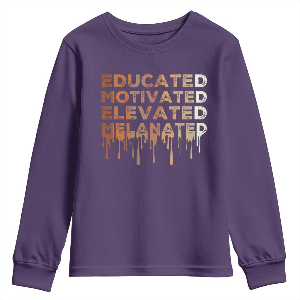 Educated Motivated Elevated Melanated Youth Sweatshirt Black Pride Melanin African American Month TS11