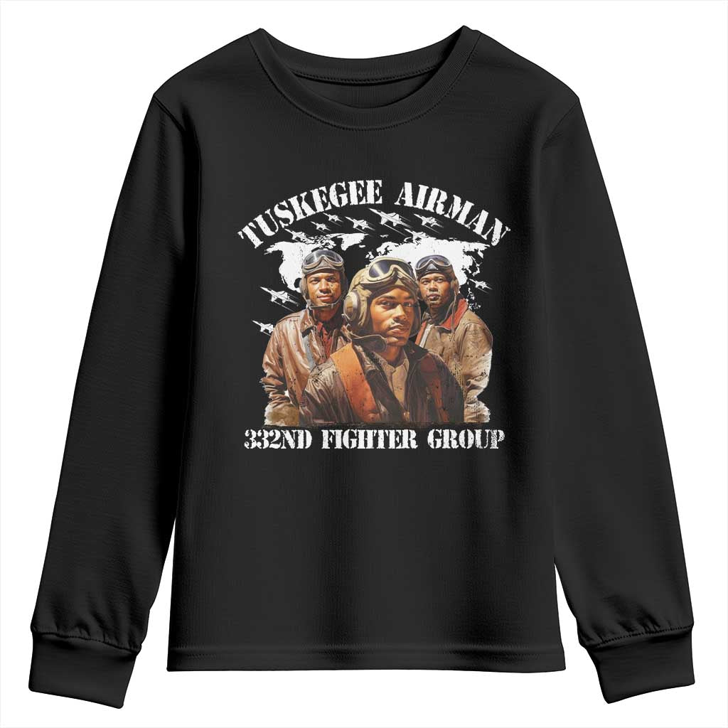 Tuskegee Airman Youth Sweatshirt 332ND Fighter Group Black History TS11