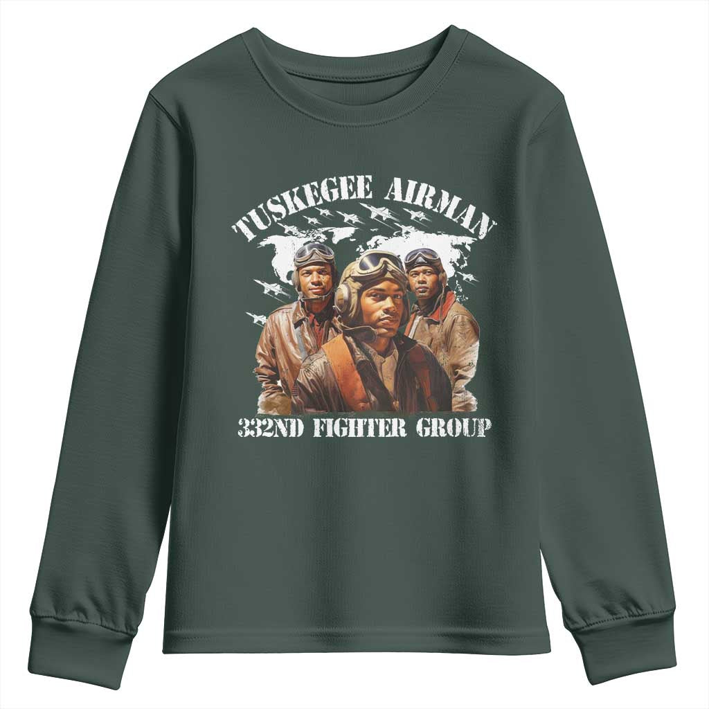 Tuskegee Airman Youth Sweatshirt 332ND Fighter Group Black History TS11