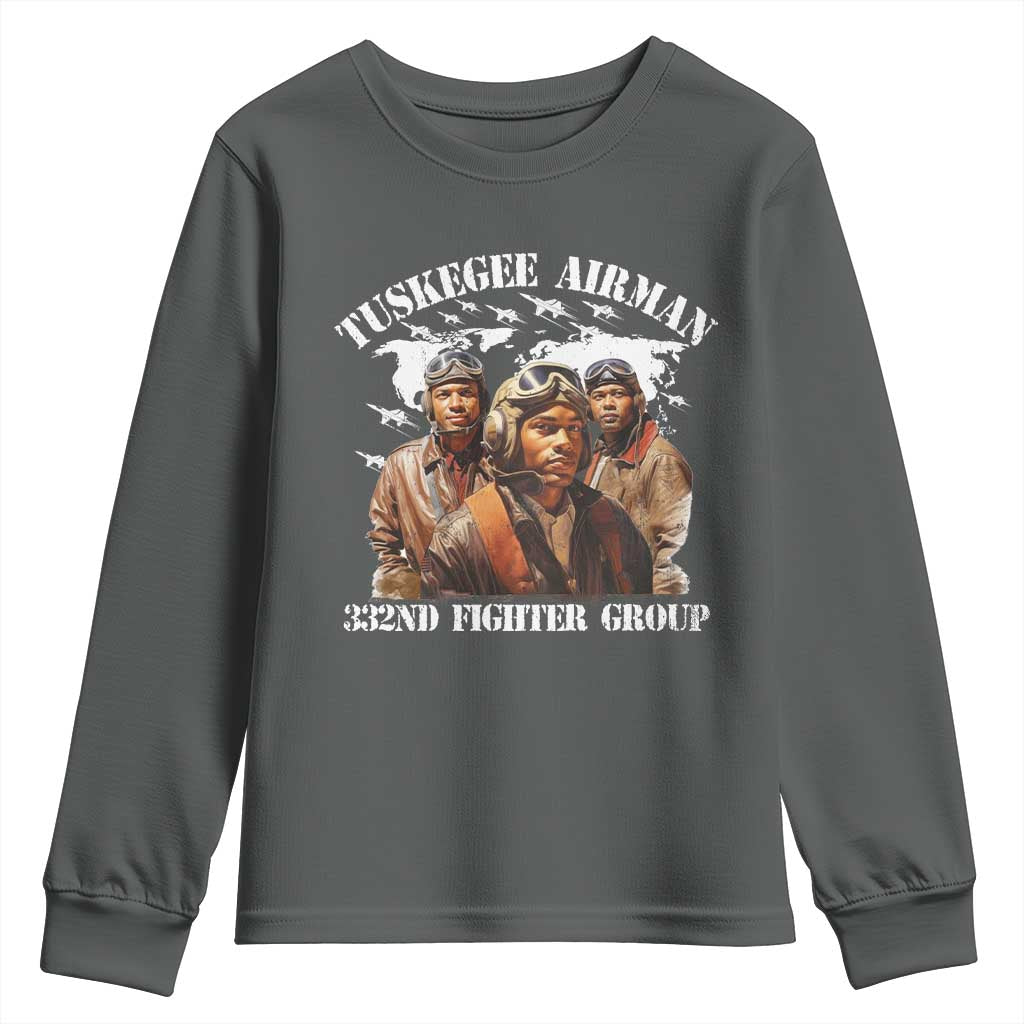 Tuskegee Airman Youth Sweatshirt 332ND Fighter Group Black History TS11