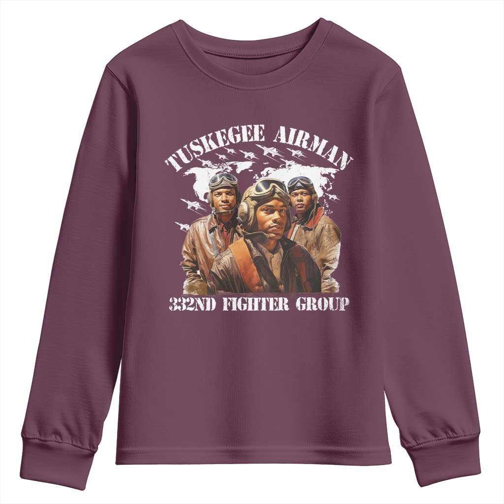 Tuskegee Airman Youth Sweatshirt 332ND Fighter Group Black History TS11
