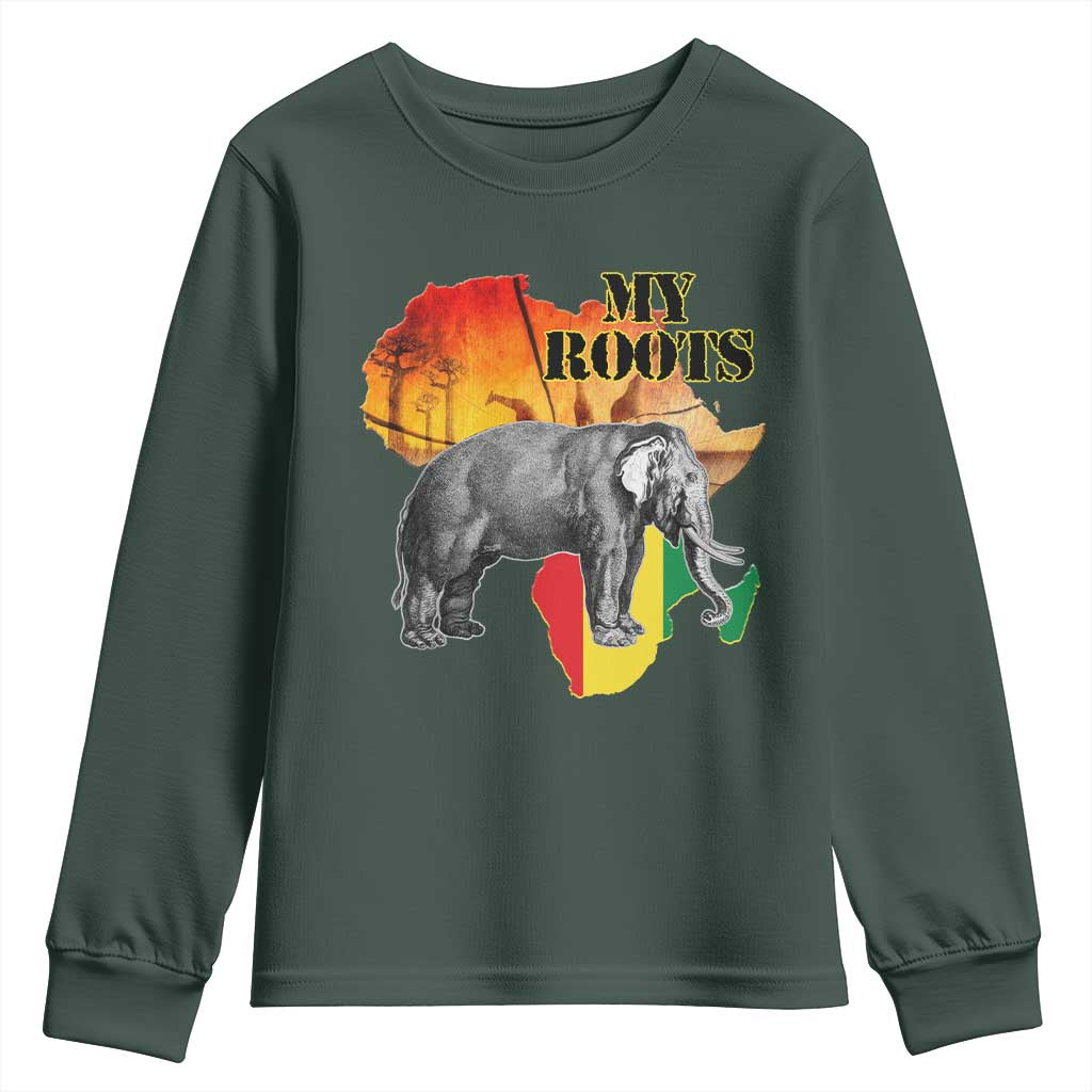 Africa Roots Youth Sweatshirt My Roots Africa Map Black History Elephant Safari TS11