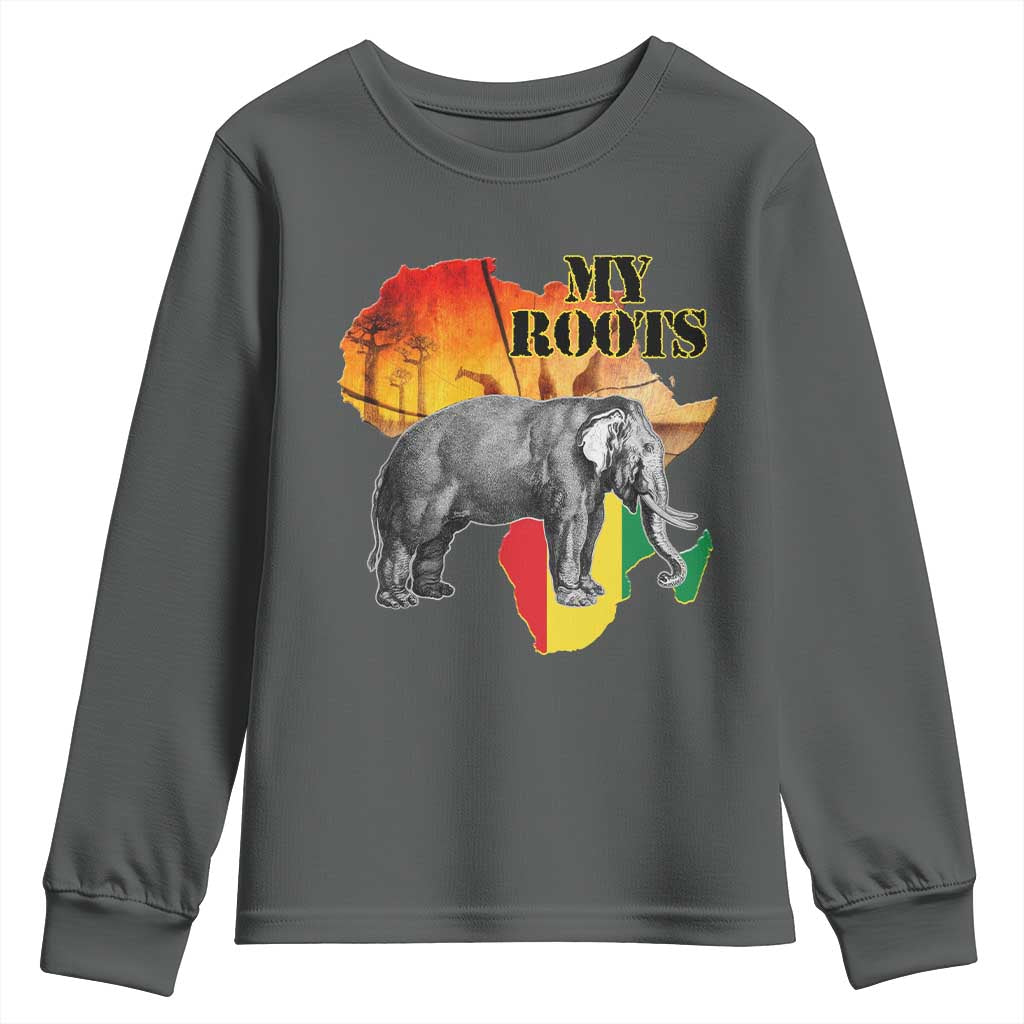 Africa Roots Youth Sweatshirt My Roots Africa Map Black History Elephant Safari TS11