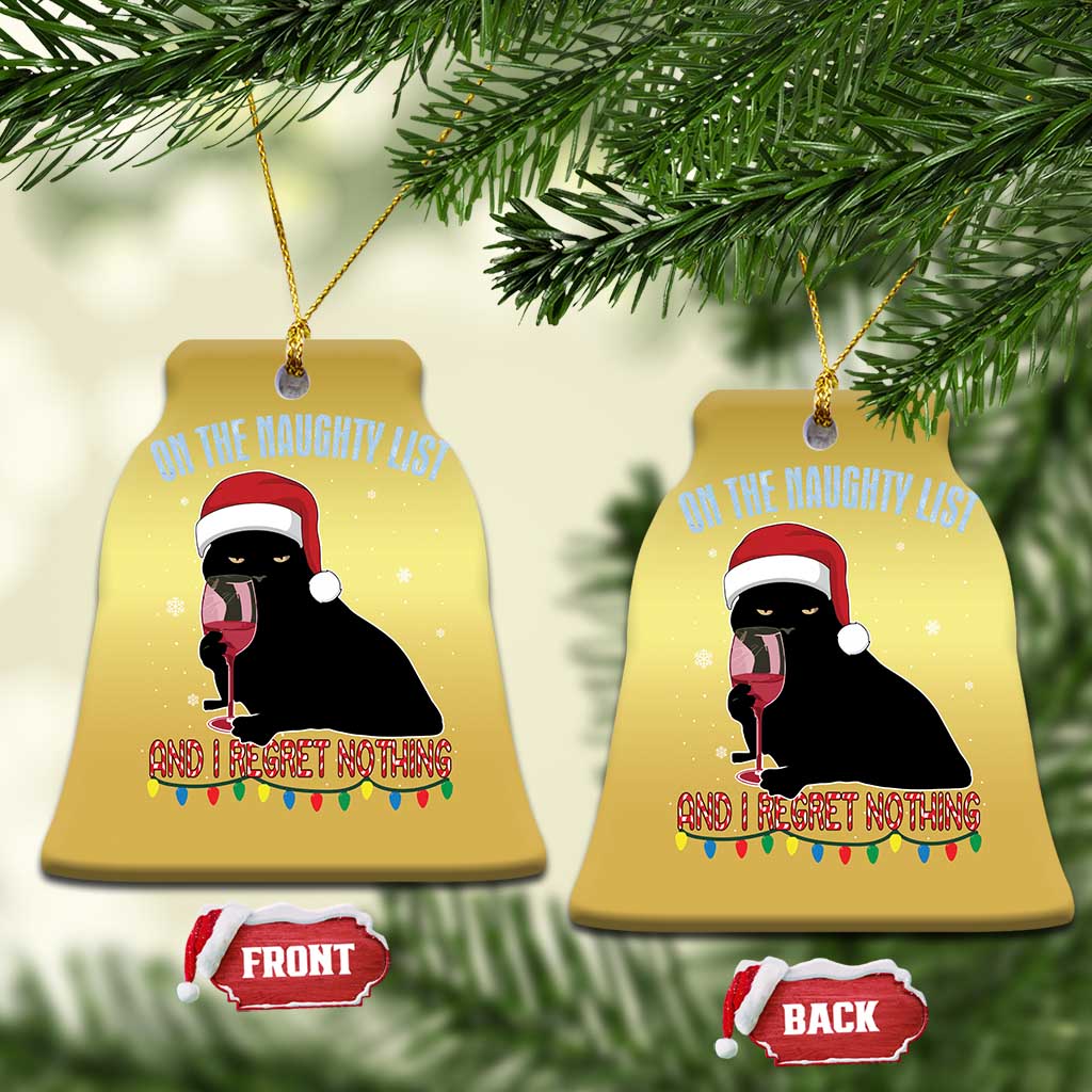 Funny Xmas Black Cat Christmas Ornament On The Naughty List And I Regret Nothing Candy Cane TS11