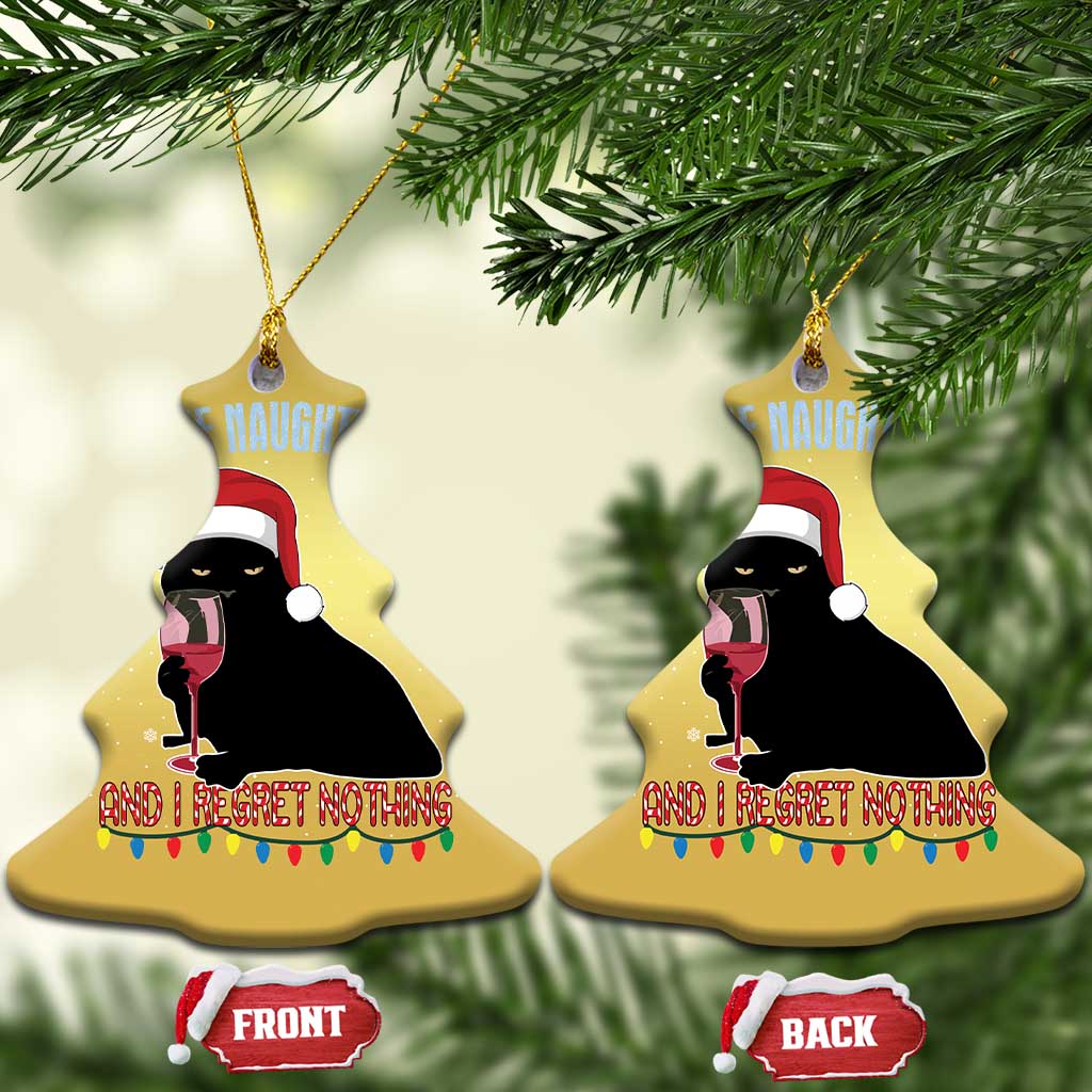 Funny Xmas Black Cat Christmas Ornament On The Naughty List And I Regret Nothing Candy Cane TS11