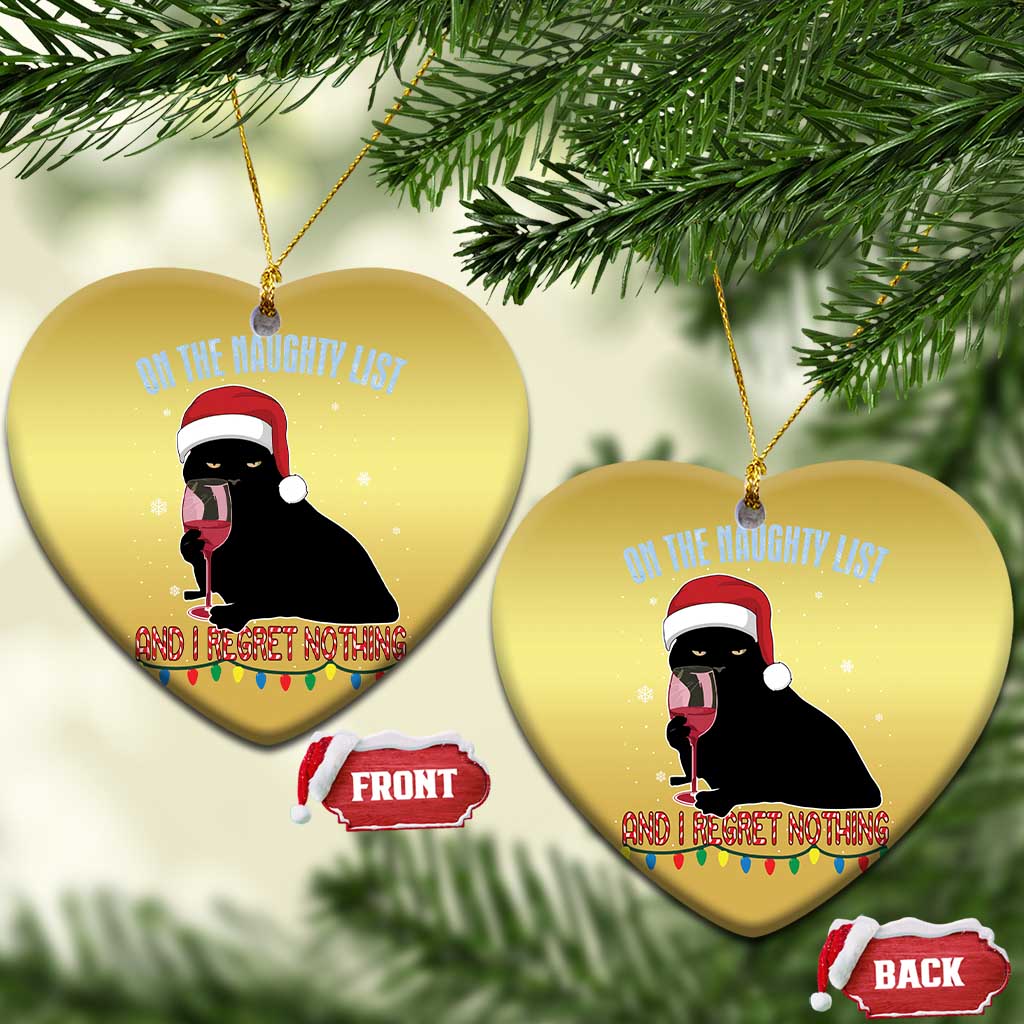Funny Xmas Black Cat Christmas Ornament On The Naughty List And I Regret Nothing Candy Cane TS11