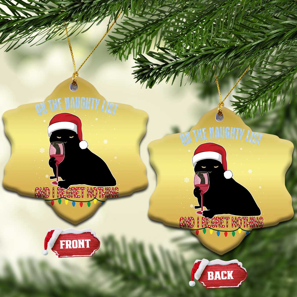 Funny Xmas Black Cat Christmas Ornament On The Naughty List And I Regret Nothing Candy Cane TS11