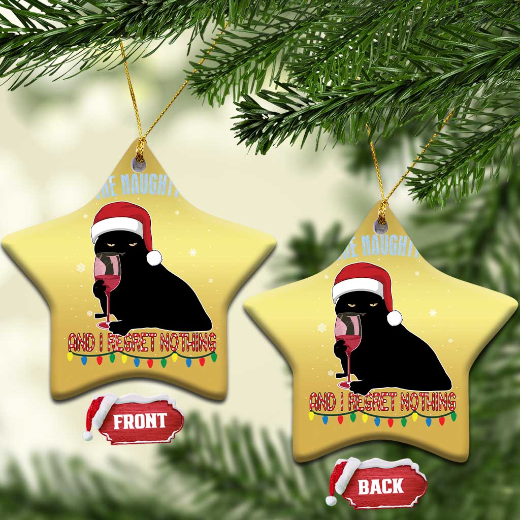 Funny Xmas Black Cat Christmas Ornament On The Naughty List And I Regret Nothing Candy Cane TS11