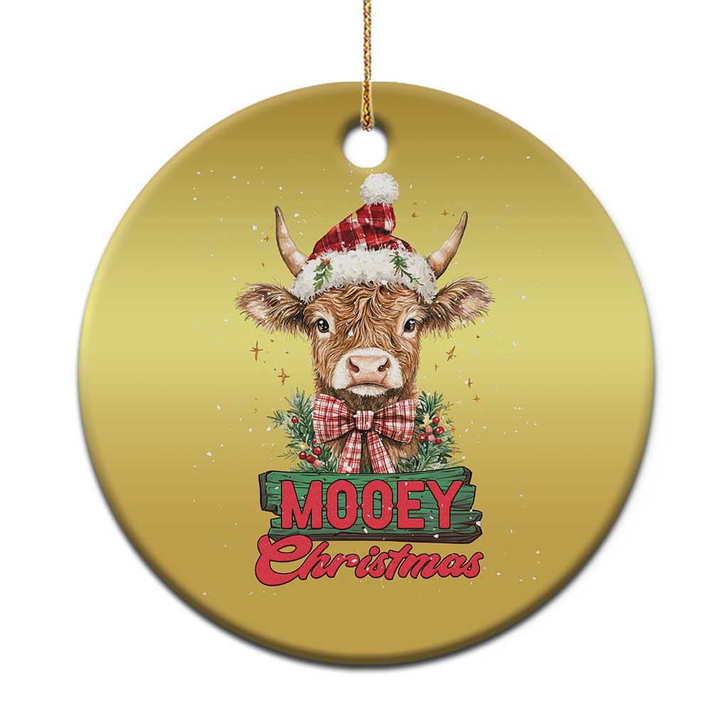 Funny Xmas Highland Cow Christmas Ornament Mooey Xmas Western Cow Santa Hat TS11