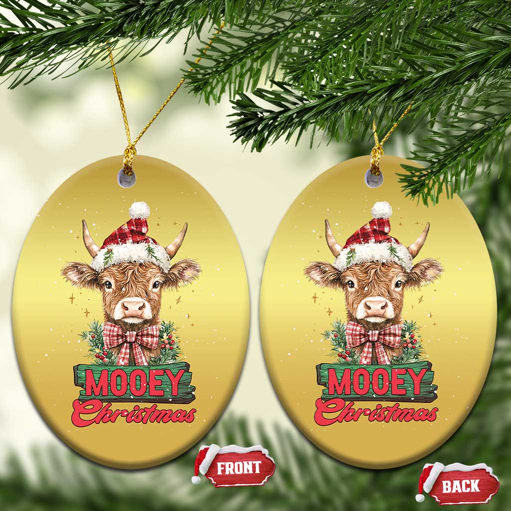 Funny Xmas Highland Cow Christmas Ornament Mooey Xmas Western Cow Santa Hat TS11