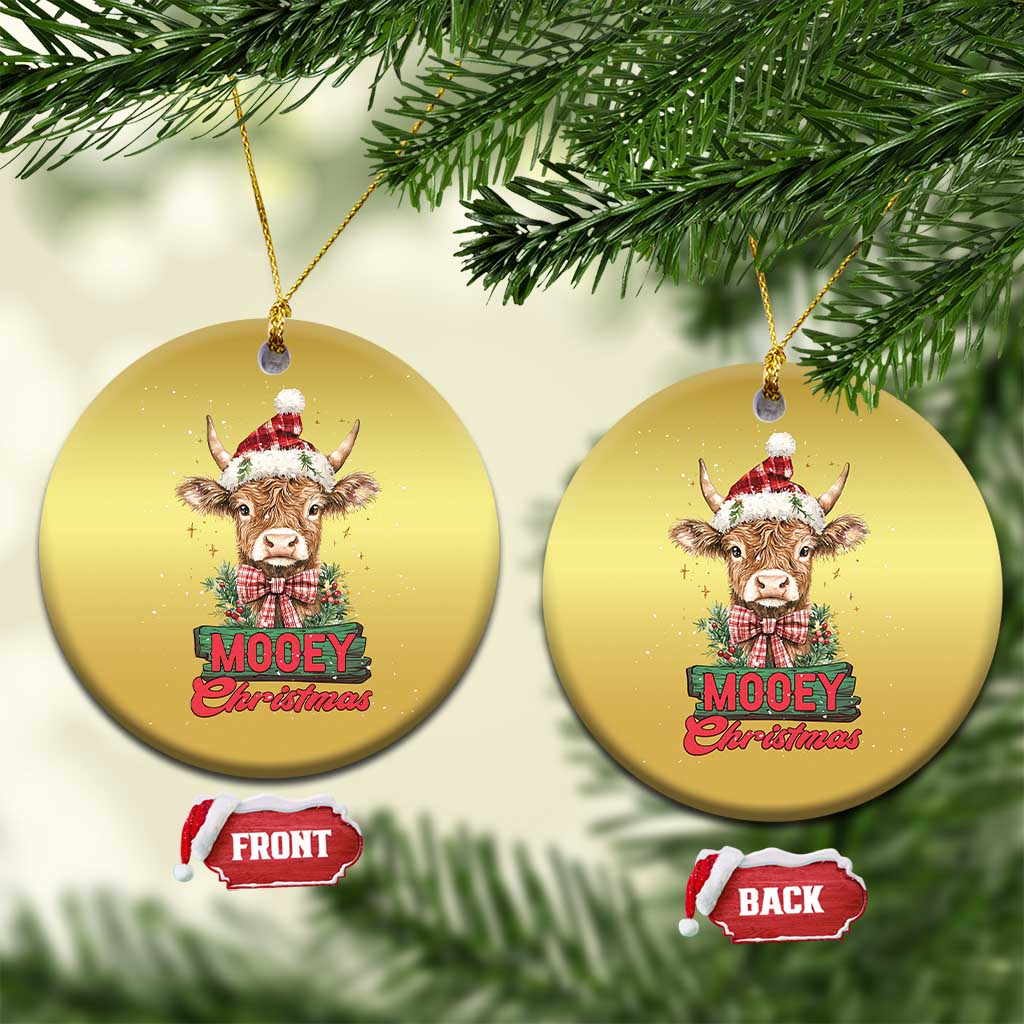 Funny Xmas Highland Cow Christmas Ornament Mooey Xmas Western Cow Santa Hat TS11