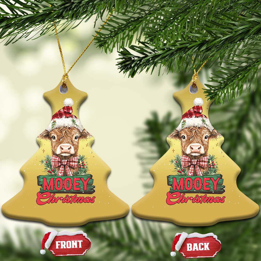 Funny Xmas Highland Cow Christmas Ornament Mooey Xmas Western Cow Santa Hat TS11