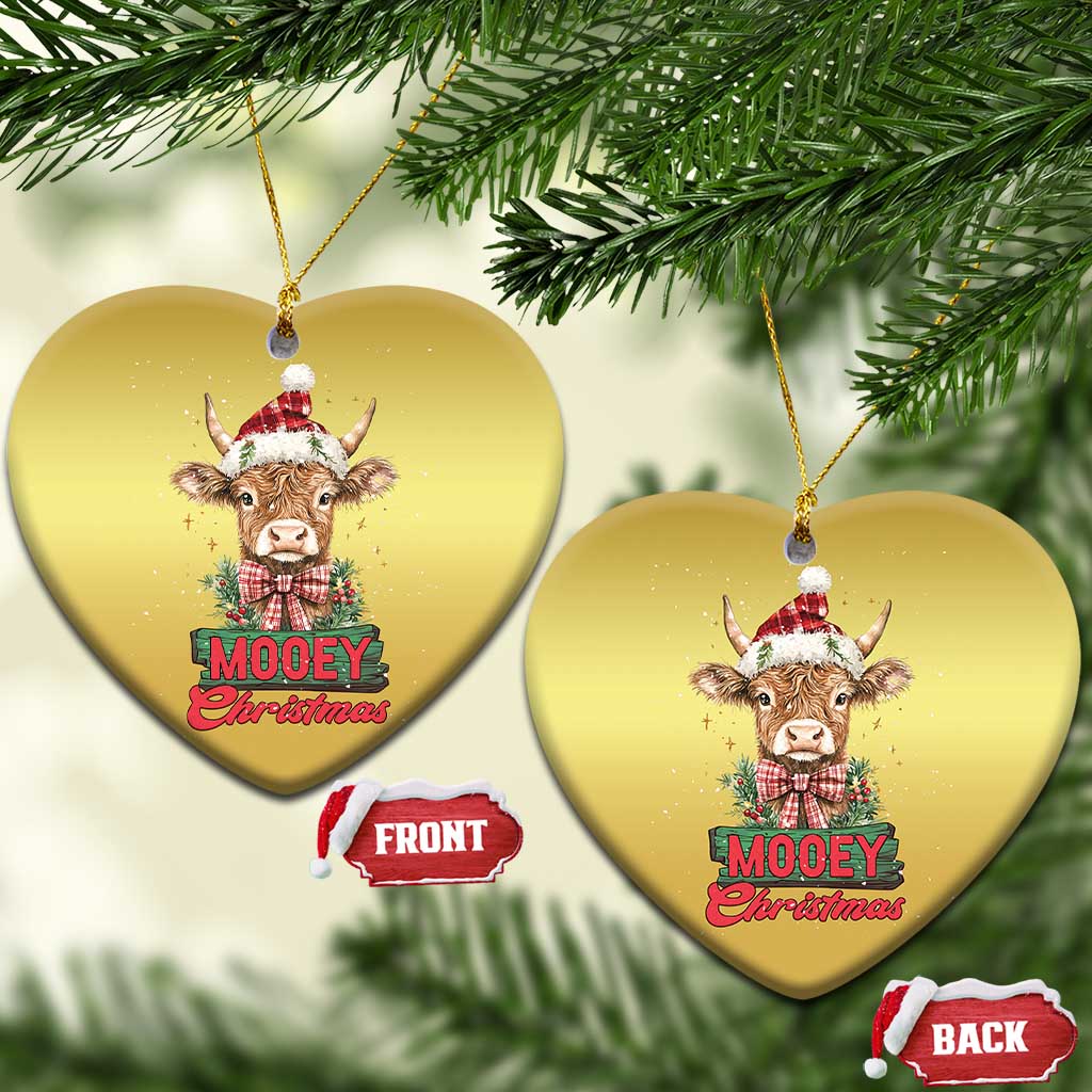 Funny Xmas Highland Cow Christmas Ornament Mooey Xmas Western Cow Santa Hat TS11