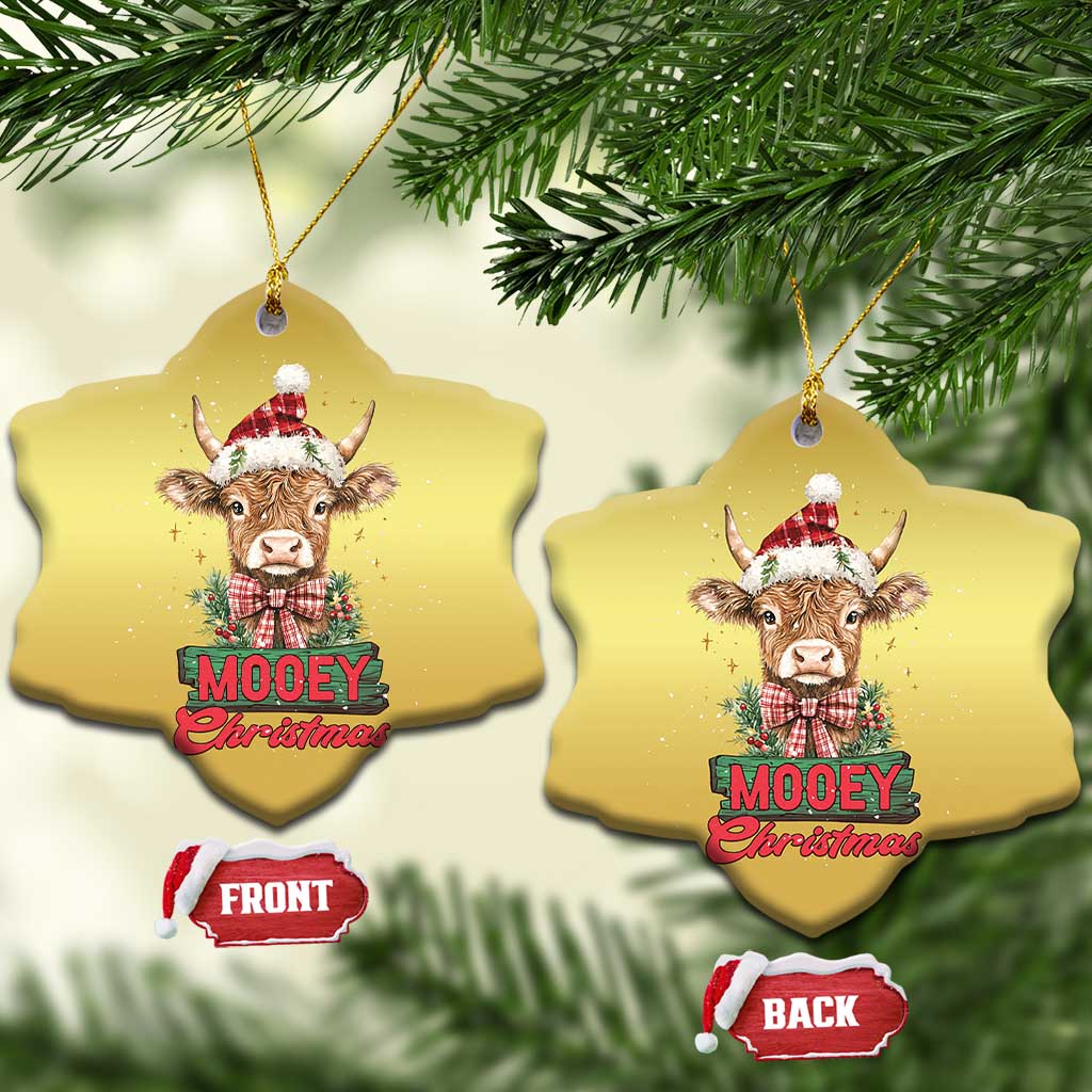 Funny Xmas Highland Cow Christmas Ornament Mooey Xmas Western Cow Santa Hat TS11