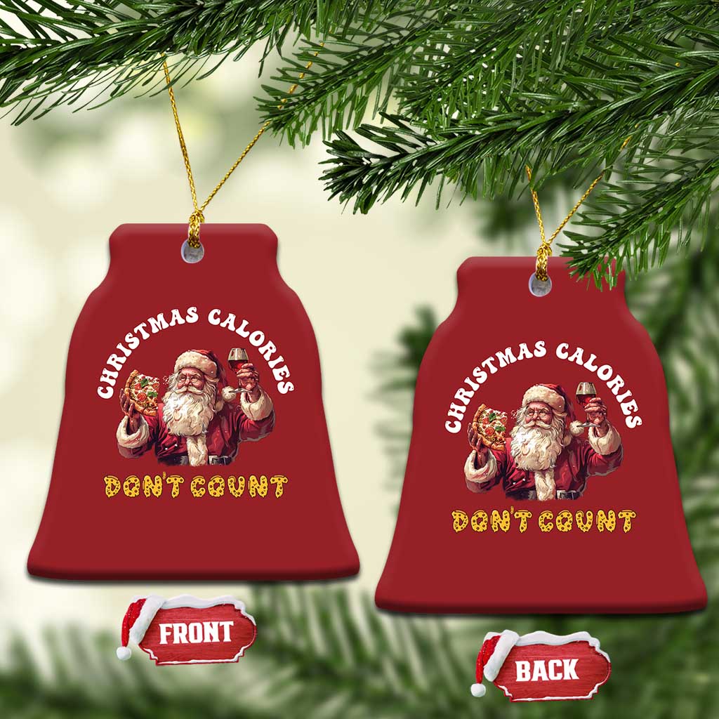 Funny Xmas Santa Christmas Ornament Xmas Calories Don't Count Pizza Wine TS11