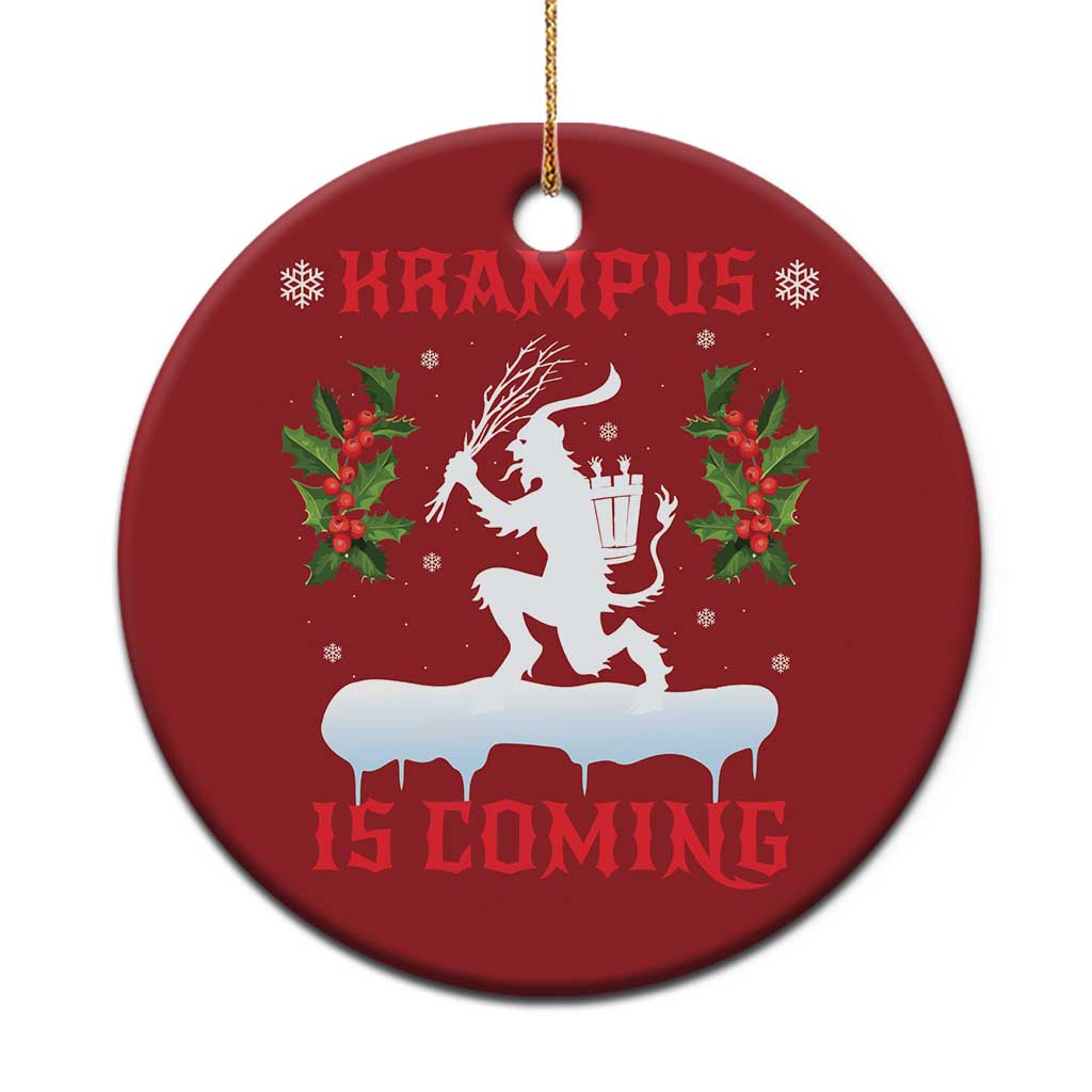 Funny Xmas Yule Krampus Is Coming Mistletoe Christmas Ornament TS11