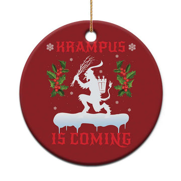 Funny Xmas Yule Krampus Is Coming Mistletoe Christmas Ornament TS11