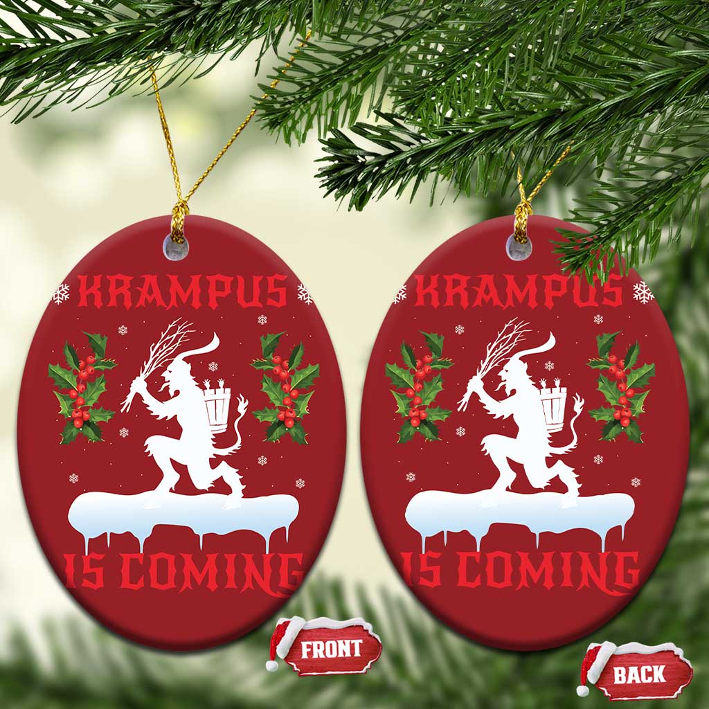 Funny Xmas Yule Krampus Is Coming Mistletoe Christmas Ornament TS11