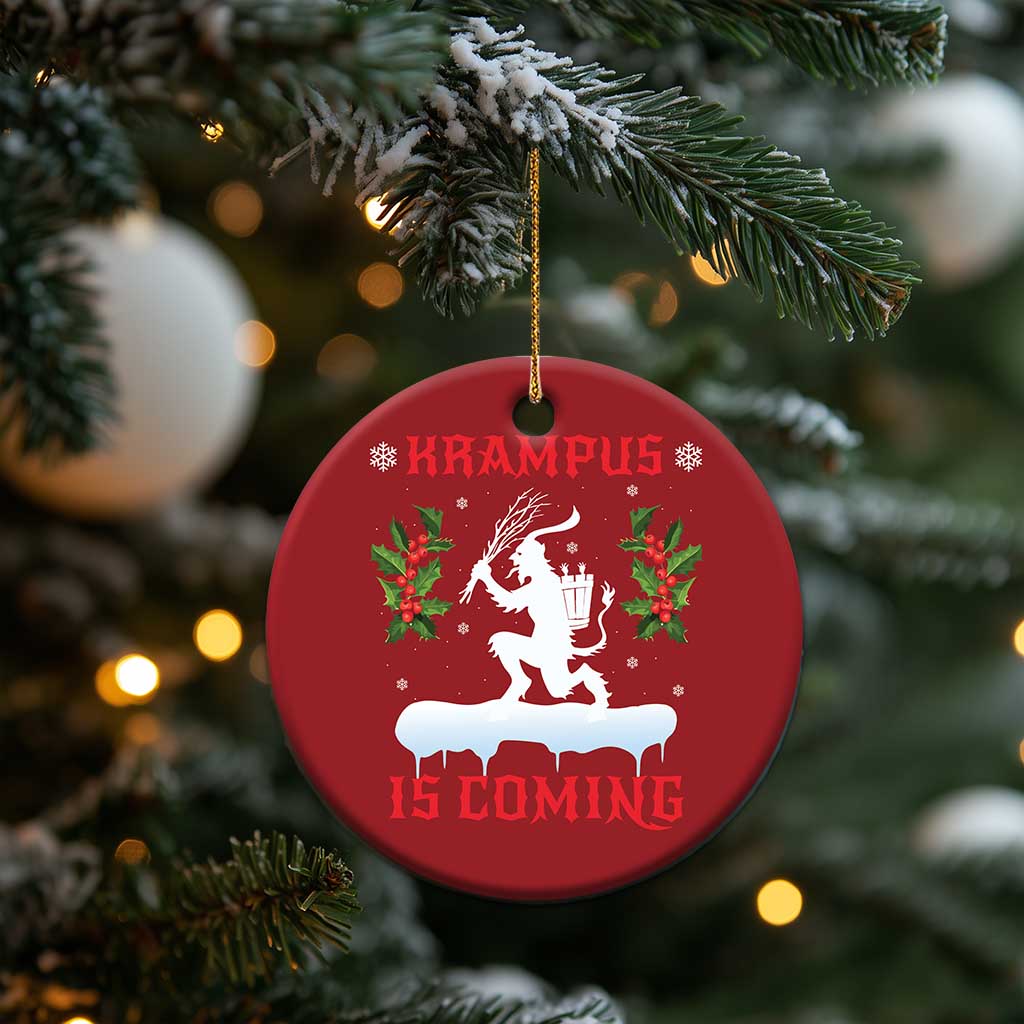 Funny Xmas Yule Krampus Is Coming Mistletoe Christmas Ornament TS11