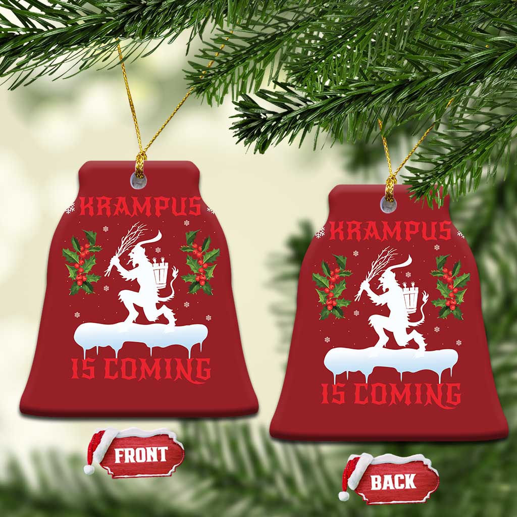 Funny Xmas Yule Krampus Is Coming Mistletoe Christmas Ornament TS11