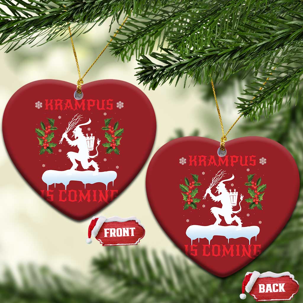 Funny Xmas Yule Krampus Is Coming Mistletoe Christmas Ornament TS11