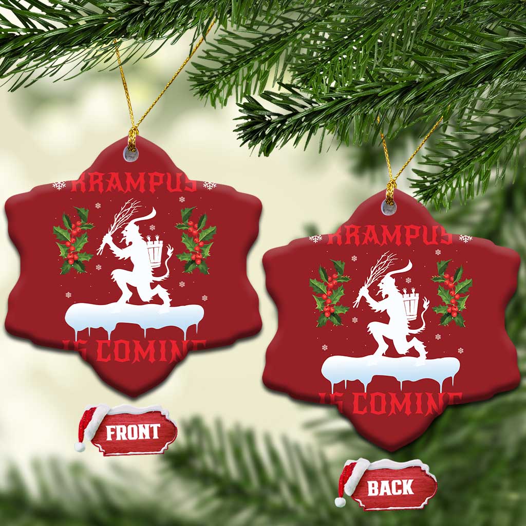 Funny Xmas Yule Krampus Is Coming Mistletoe Christmas Ornament TS11