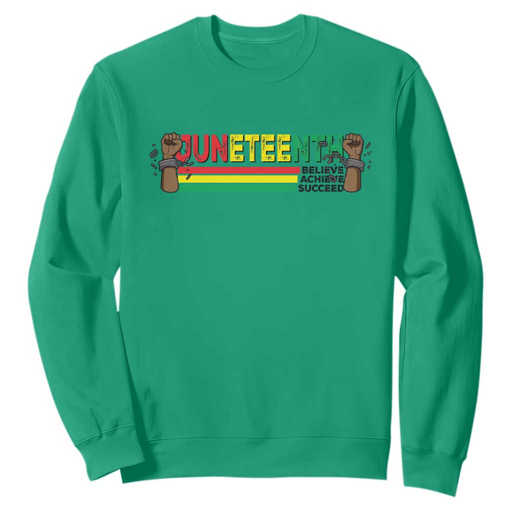 Juneteenth 1865 Sweatshirt Believe Achieve Succeed Independence Day Breaking Every Chain TS11
